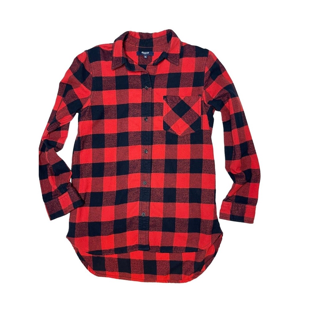 Madewell Womens Flannel Shirt Size XS Ex boyfriend‎ Buffalo check Plaid